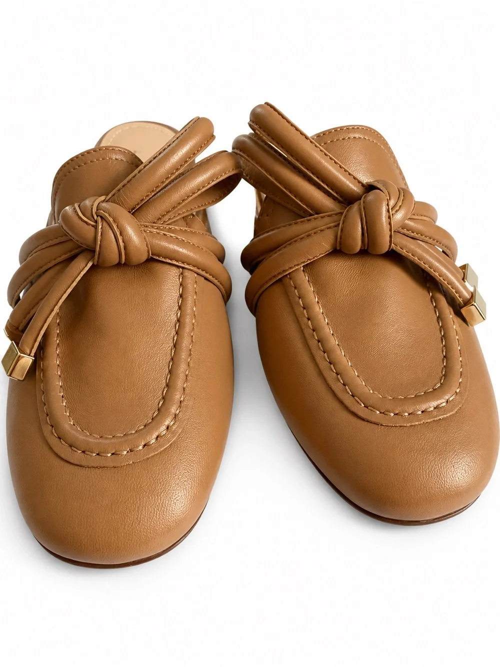 Agl Ribbon Mule Leather Mule flats cocoa brown leather shoes size 36.5 NEW